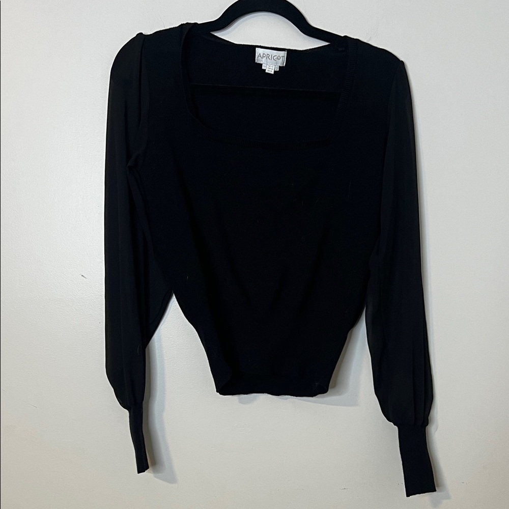 APRICOT Black Square-Neck Long Sleeve Top